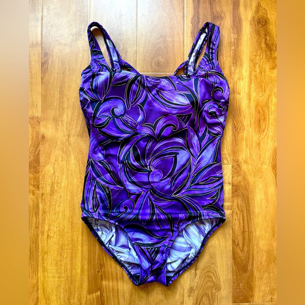Vintage 90’s Purple & Black One Piece ‘Longitude’ Bathing Suit